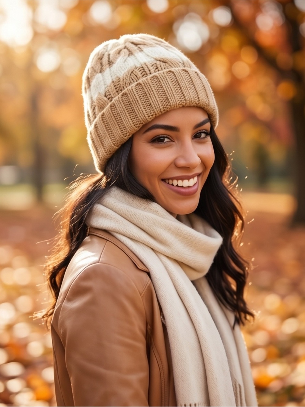 GAP • White Cream Winter Beanie Knit Hat w/ Sequin
